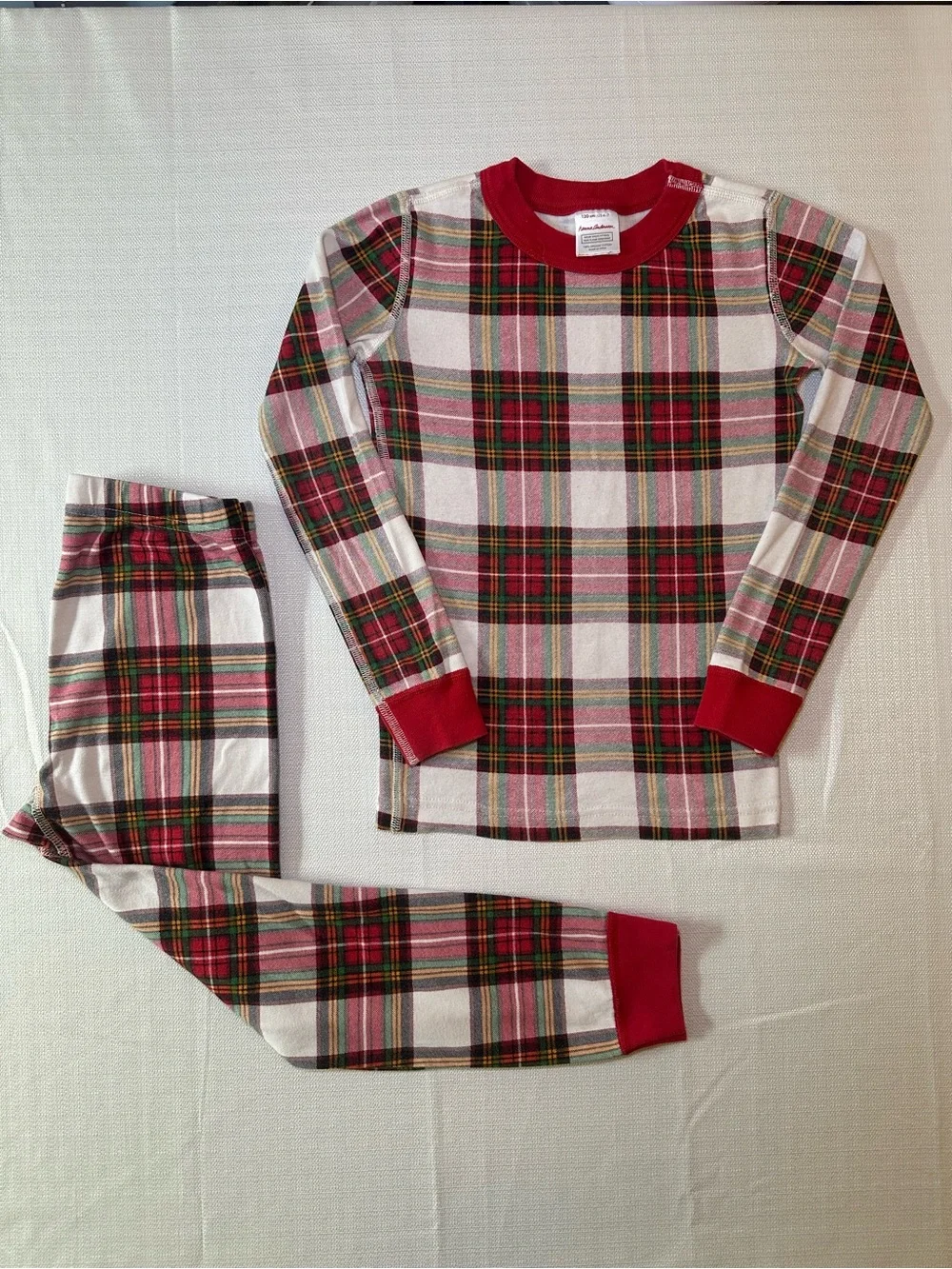 Hanna Andersson Kids Red Holiday Plaid Organic Cotton Pajama Set Size 6-7